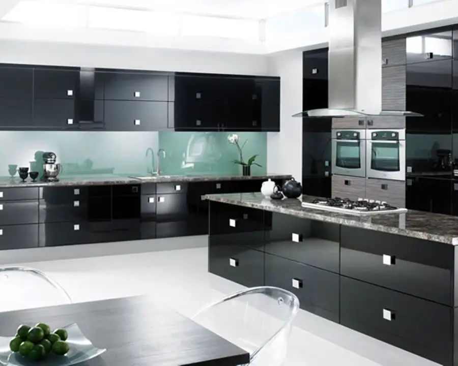 stylish black kitchen cabinets