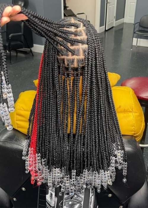 Box Braid Hairstyles With Beads