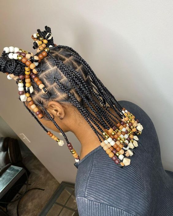 Box Braid Hairstyles With Beads