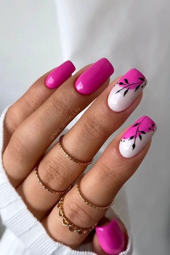 Hot Pink Summer Nail Designs